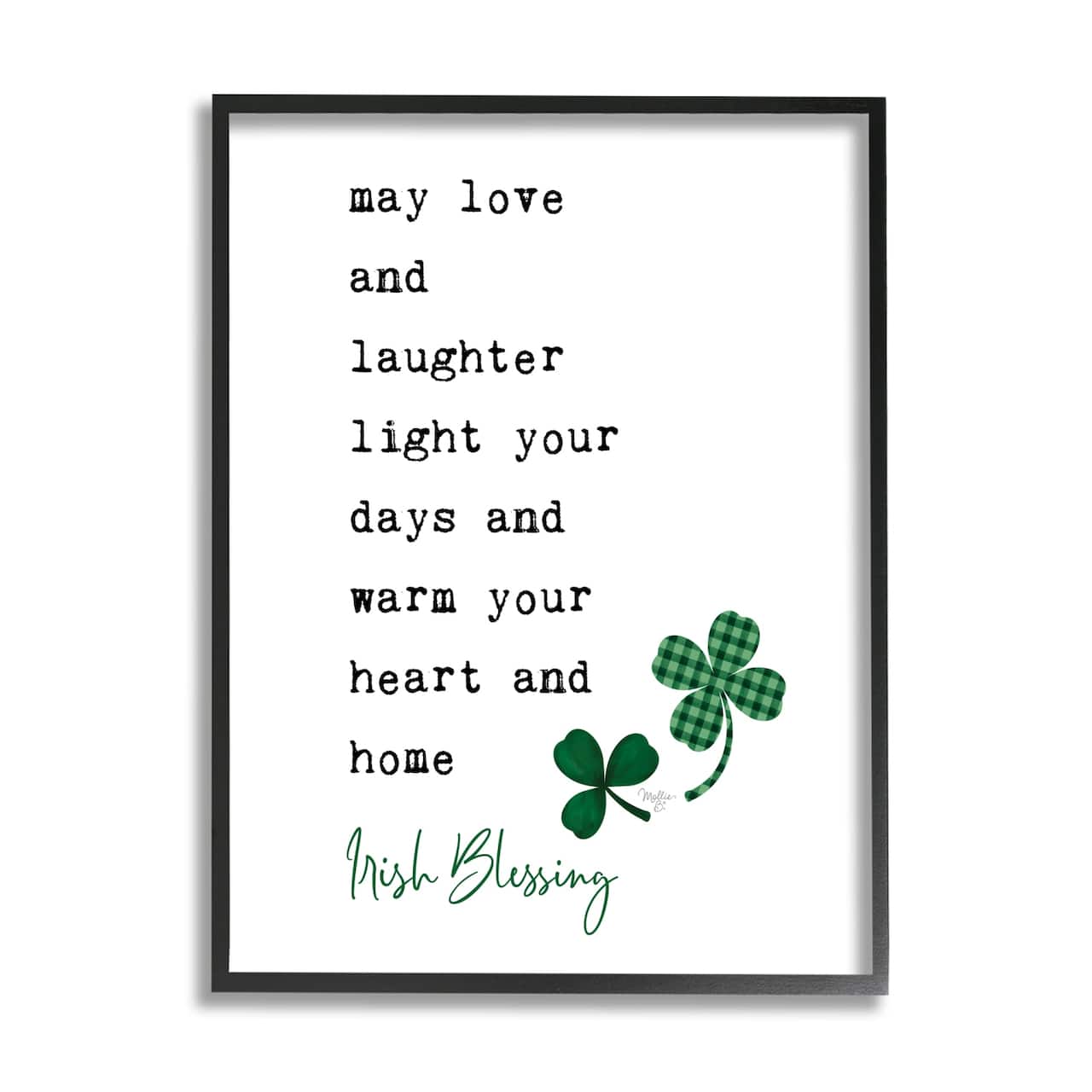 Stupell Industries Heart & Home Touching Irish Blessing Clover Motif Framed Giclee Art
